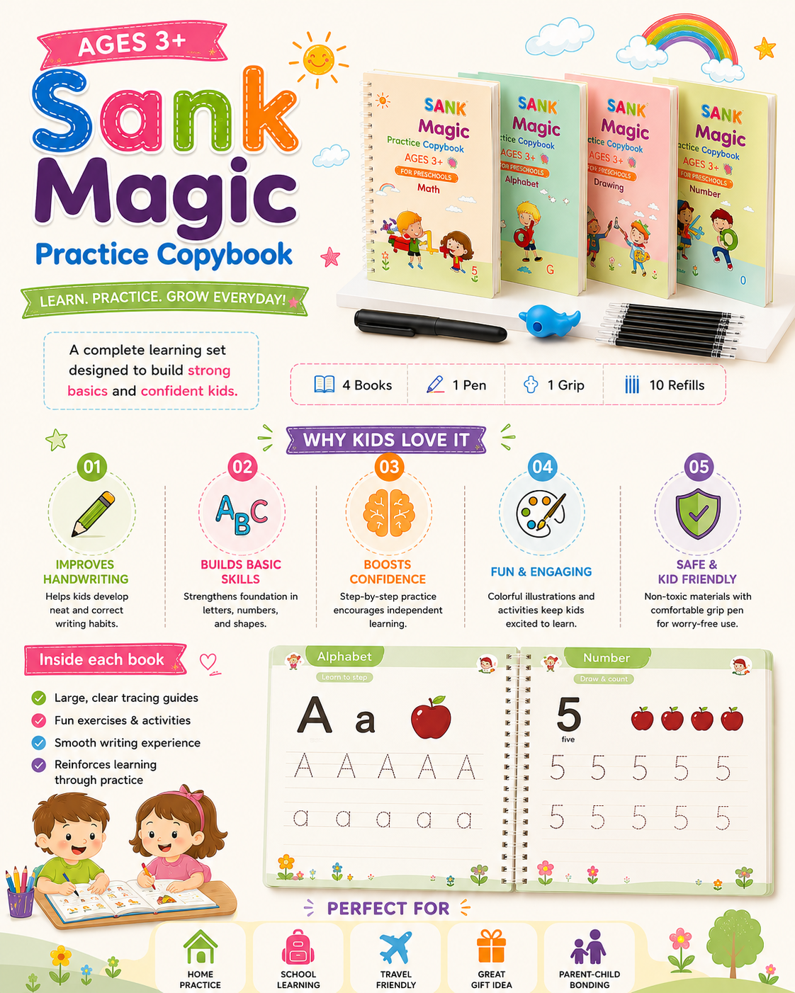 Zenso Magic Practice Copybook (Pack of 4 )