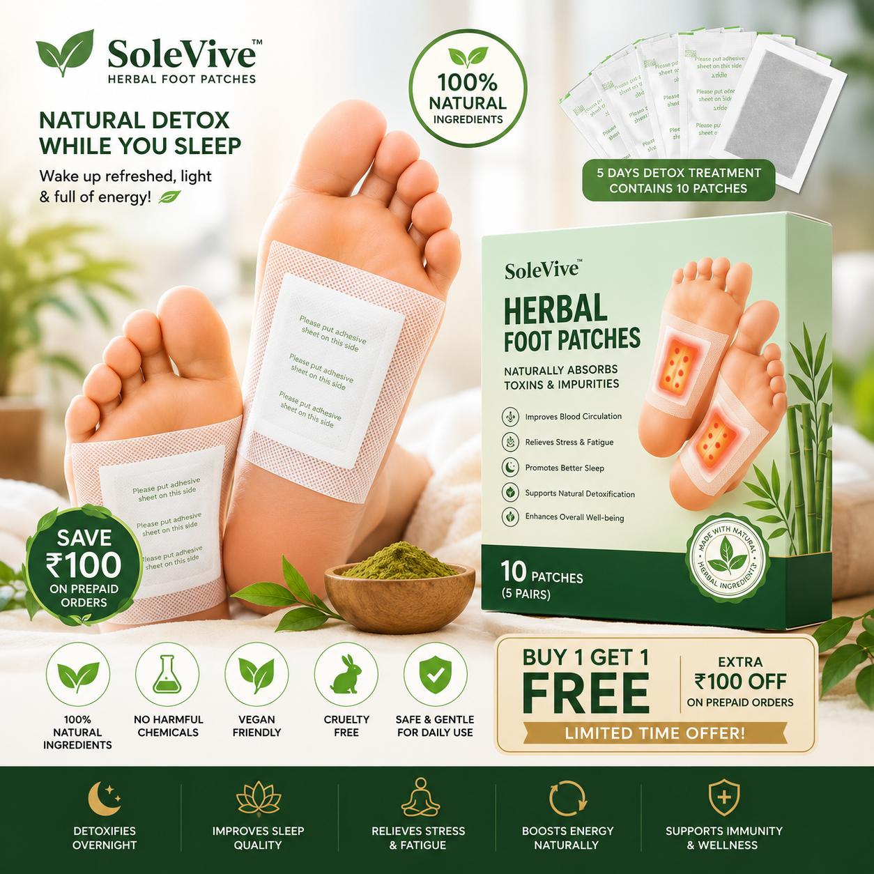 PureFeet™ Herbal Detox Patches | Buy 1 Get 1 Free